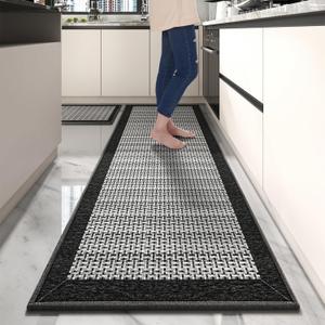 PADOOR Extra Large Kitchen Runner Rugs and Mats 2PCS, 2.5'x6'+20"x32",Black
Non Slip Stain Resistant Kitchen Mats for Floor, Machine Wahable Absorbent Long Rugs for Sink, Laundry & Entryway,Sets of 2