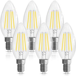 LED Candelabra Light Bulbs 40 watt Equivalent, E12 LED Bulb Non-Dimmable Chandelier Light Bulb, 5000K Daylight B10 LED Candle Bulb, 90+CRI, 400LM, Cear Glass, 6 Pack