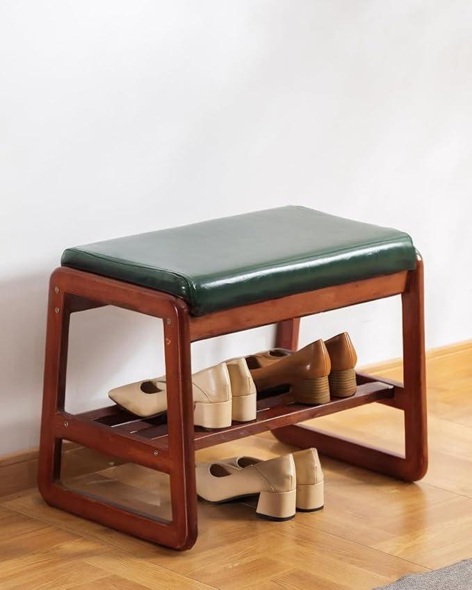 2-Tier Solid Wood Shoe Rack Bench for Entryway, Green, 21.65inches
400lb Weight Capacity, High Elasticity Sponge Cushion, Sturdy and Durable, Ideal for Entry, Hallway, Closet, Bedroom