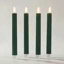 Simplelight Green Flameless Taper Candles with Timer - Battery Operated Advent Wreath Candles, LED Candlesticks, Plastic, H:9 Inch (Green)