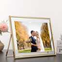 Gold 8x10 Floating Picture Frame Fits(5x7'',6x8&7x9) Photos Adjustable TabletopShelf Display Premium Gift picture frame 5x7'' for Wedding,Thanksgiving,Christmas Home & Office Decor