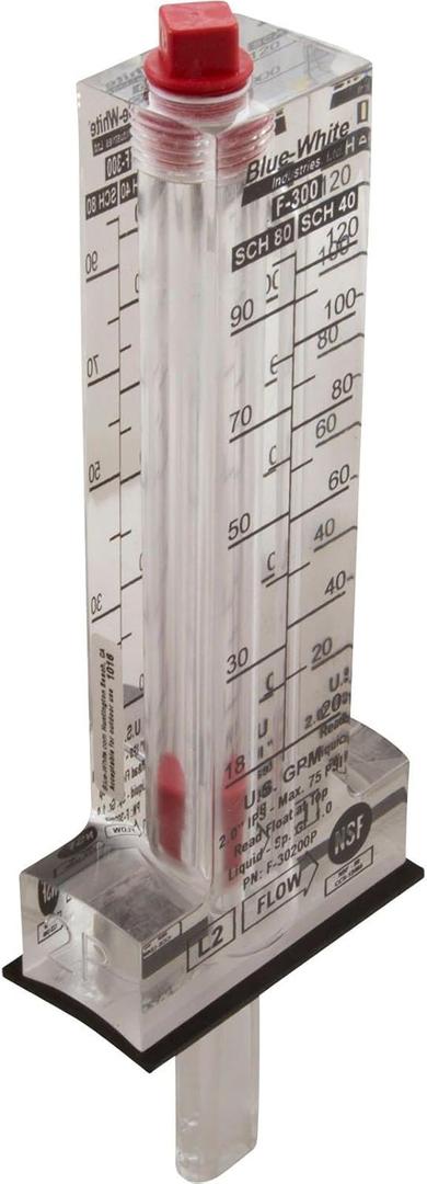 Blue-White F-30200P Flowmeter, 2in, F-300, 20-120 GPM