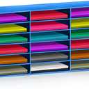 Fuutreo Construction Paper Storage, Teacher Mailbox for Classroom, Back to School Literature Sorter, Sturdy Cardboard Paper Organizer for Home Office(27.6 x 14.2 x 12.4 Inches,Blue)