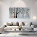 AERART Blue Grey Abstract Tree Wall Art 24"x48" Framed Wall Decor Artwork Canvas Painting for Living Room/Bedroom/Dining Room/Office Modern Home Decor