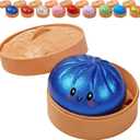 Glitter Dumpling, Glitter Dumpling Squishy with Box, Dumplings Sensory Squeeze Toy for Stress Relief (Blue)