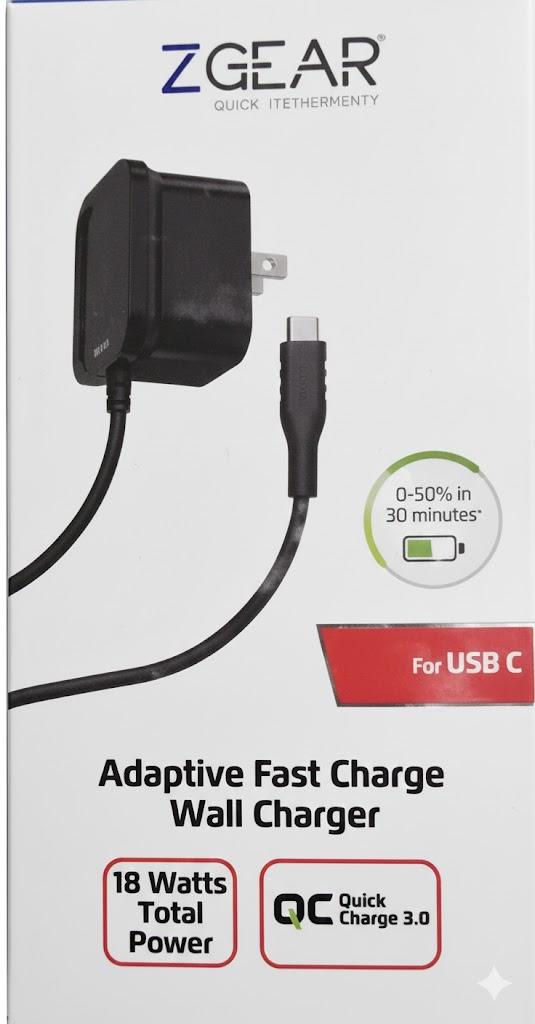 Zgear GaN For USB C Adaptive Fast Charge Wall Charger 30 Watts Total Power