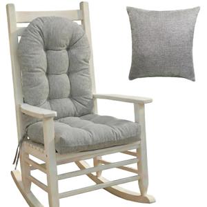 Outdoor rocking chair cushions, rocking chair pads with Back Support, with throw pillow set, 44"x19"x4" glider rocker replacement cushions, Suitable for Indoor/Outdoor, Non-Slip. (Light Gray)