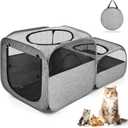 Large Outdoor Cat Playpen, Foldable 2-in-1 Zone Waterproof Cat Enclosure Puppy Pen for Outdoor Use, Portable Pet Playpen with Soft Sides, Great for Gardens, Camping, Backyard