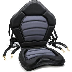 2 Seat Ultra Thick Kayak Seat Cushion with Storage Space Back Cushion 19" x 21" , Bottom Cushion 16" x 13" ( Black and grey )