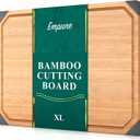 Bamboo Cutting Board, Empune Wood Cutting Boards for Kitchen with Non-slip Rubber Feet Wooden Chopping Board for Meat and Vegetables, XL (17.3"L x 11.4"W)