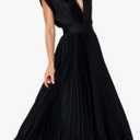 Women’S Solid Slim Fit Summer Sexy Pleated Dresses Casual V-Neck Zipper Sleeveless Dresses XL