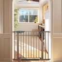 Cumbor 29.7-40.6" Baby Gate for Stairs, Mom's Choice Awards Winner-Dog Gates for Doorways, Pressure Mounted Self Closing Pet Gates for Dogs Indoor, Durable Safety Child Gate, New Mom Gifts, Brown