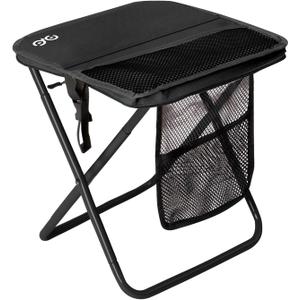 CAMDOOR Portable Collapsible Stool, 16Folding Stool with 3 Side Pockets and Shoulder Strap, Extra Large Camping Chair Supports 400 lbs, Ultralight Portable Seat for Outdoor, Hiking, Fishing (Black)