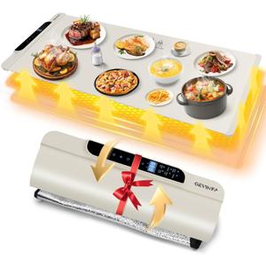 Extra Large Food Warming Mat 36"x16" Graphene Heating | 11 Temp Settings & 6 Heating Modes with Timer & Child Lock Perfect for Kitchen, Camping & Buffets | Ideal Gift for Family Gatherings & Christmas