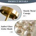 KCO Lighting Small Amber Glass Ceiling Light Bubble Sputnik Chandelier Brass Gold Semi Flush Mount Ceiling Light for Kitchen Bedroom Hallway