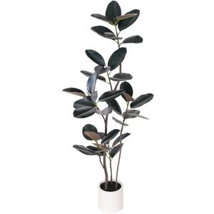 Artificial Rubber Tree - 6 FT Tall Fake Tree with Pot - Large Artificial Plants Indoor, Lifelike Branches & Foliage - Faux Plants Indoor for Home Office Living Room Floor Patio Greening