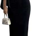 GORGLITTER Women's Bow Graduation Birthday Maxi Dress Elegant Summer Off Shoulder Wedding Guest Dinner Tea Party Dress (Large)