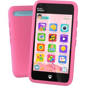 Kids Toys Smart Phone, 3.97" Touchscreen Phone Girls Toys, Gifts for Kids Age 3-12, Toddler Toys Learning Smartphone, Cell Phone with Front Camera Only (No Dual Camera) (Pink)