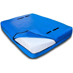 Mattress Bag for Moving and Storage, Reusable Heavy-Duty Waterproof with 8 Handles Extra Thick Zippered Mattress Protector Color Blue Size Full (77"× 57") Deep 15 Inch