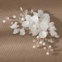 2 x New Crystal Pearl Headflower, Pearl and Silver Vine Wedding Hair Clip, Handmade Bridal Headpiece Luxury and Elegant Wedding Hair Clip(White)