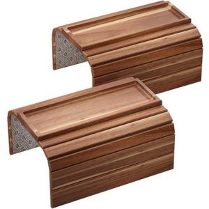 Sofa Arm Tray,Acacia Wood Folding Couch Arm Tray,Sofa Armrest Trays with Anti-Slip Pad for Drinks,Snacks,Phone,Remote Control 2 PC (Brown)