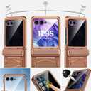 Vizvera for Motorola Razr+(Plus) 2025 Case with Hinge Cover,Built-in Privacy Screen Protector Shockproof All-Inclusive Smartphone Cover Wireless Charging for Motorola Razr+(Plus) 2025(MOCA)