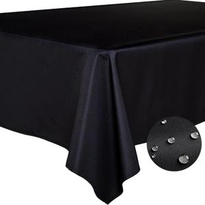 BYDOLL Table Cloth Black 60x102 Inch Tablecloth for 6 Foot Rectangle Tables Outdoor Washable Wrinkle Free and Spillproof Polyester Tablecloth for Festival Camping Picnic Party Cover