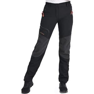 Postropaky Womens Outdoor Snow Ski Pants Waterproof Hiking Insulated Softshell Pants Snowboard Zipper Bottom Leg (14, Black)