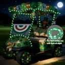 St Patricks Golf Cart Parade Decorations Kit, Irish Shamrock Parade Decor Set with Irish Flag Bunting,Green Metallic Tinsel Garland,Shamrock Balloons, Cards, for Irish Party Golf Cart Decor