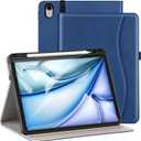 ZtotopCases for IPad Air (M3 2025 / M2 2024) 11 Inch, iPad Air 4th & 5th Generation (2020/2022) 10.9 Inch Case with Pencil Holder, Multi-Angle Viewing Leather Folio Cover with Pocket, Blue