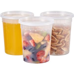 32oz Plastic Deli Containers, 24 Sets - Leakproof, Stackable, BPA Free, Microwavable, Freezer Safe