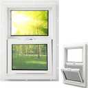 Pushglossy 14" x 21" Mobile Home Window Insulated Vinyl Low E Mobile Home Windows Replacement, Lower Tilt Sash Screen Included, Clear Double Pane Glass, Single Hung for House Basement Parts, White