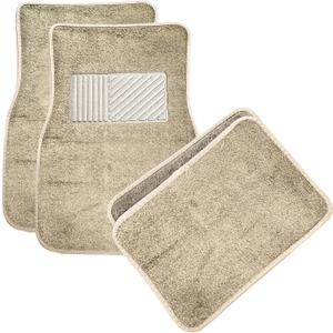 4PCS Car Floor Mats, Anti-Slip Waterproof Car Carpets with Safety Heel Pad, Heavy Duty Floor Mat for All Weather Protection, Universal Trim to Fit for Sedans Trucks SUVs (Beige)