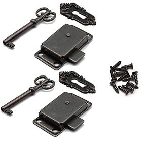 Kerixi Vintage Cabinet Cupboard Furniture Decorative Lock Case Box Lock with Key and Screws (2 Packs)