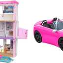Barbie DreamHouse Dollhouse with 75+ Accessories and Wheelchair Accessible Elevator + Barbie Convertible 2-Seater Vehicle, 43 inches tall and 41 inches wide