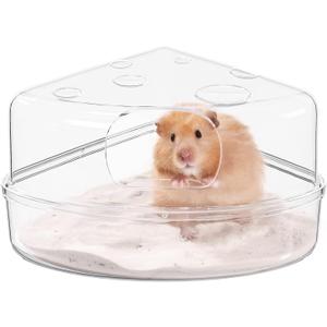 BUCATSTATE Hamster Sand Bath Container Large Transparent Hamster Toilet for Dwarf Pets Small Animals Cage Accessories (Transparent, Large)