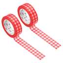 PATIKIL Washi Tape 0.59 Inch x 10.93 Yards, 2 Roll Self Adhesive Grid Pattern Masking Sticker for DIY Art Craft Wrapping Decoration, Red