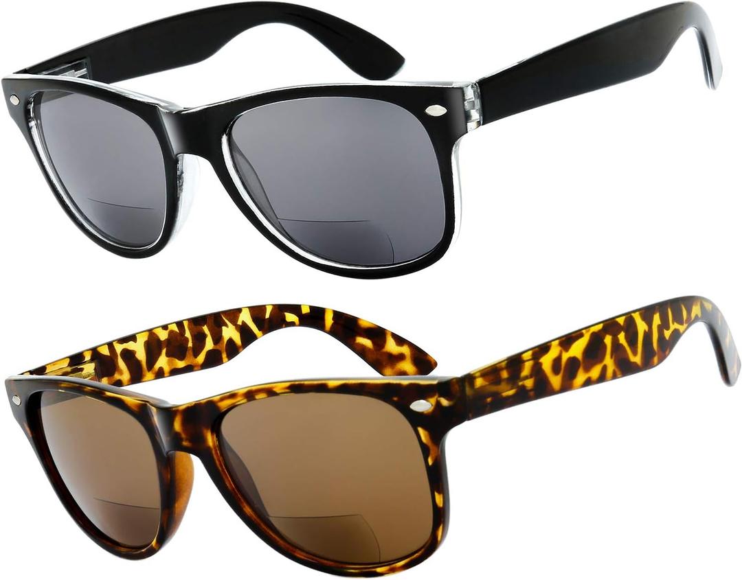 Bifocals Reading Sunglasses Comfortable Stylish Spring Hinge Sun Readers (Black*1 & Demi*1) Bifocals Reading Sunglasses Comfortable Stylish Spring Hinge Sun Readers (Black*1 & Demi*1)