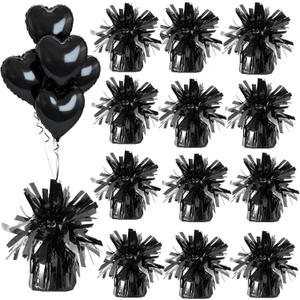Aluminum Foil Balloon Weights for Parties (12 pcs) - 0.31lb (140g) Each - Premium Balloon Anchors for Birthday, Wedding, Dinner, Indoor & Outdoor Decorations(Black 12pcs)