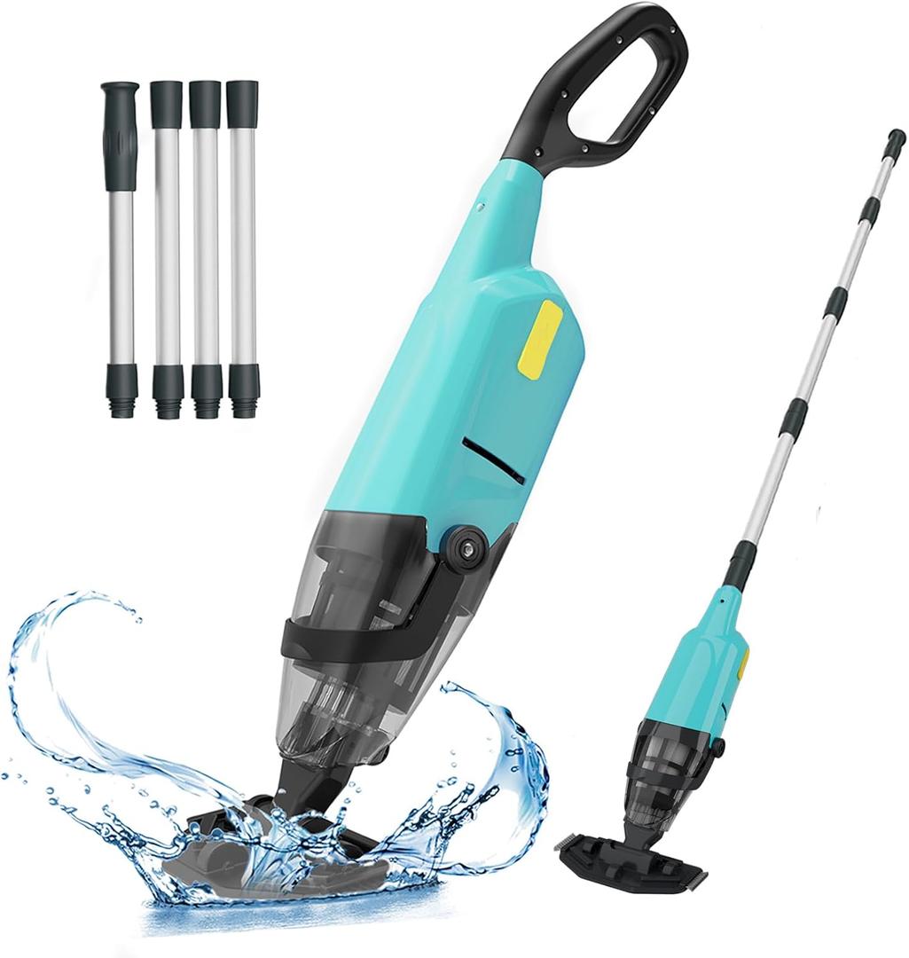 EFURDEN Pool Vacuum for Above Ground Pool, Cordless Handheld Rechargeable Pool Cleaner with Running Time Up to 60 Minutes for Sand and Debris, Ideal for In-Ground Pools, Spas, and Hot Tubs (Green)