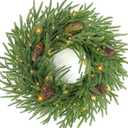 Christmas Norfolk Pine Wreath, 24 Inch Christmas Pine Wreath, Christmas Wreaths for Front Door, Large Artificial Green Wreaths for Walls Windows Porches Farmhouse Indoor Outdoor Home Decor