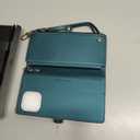 Defencase Compatible with iPhone 14 Pro Max Case Wallet with RFID Blocking Card Holder for Women Men, PU Leather Magnetic Snap Flip Zipper Strap Wallet Phone Case Fit for iPhone 14 Pro Max, Blue Green