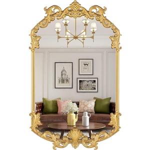 Varsoul Gold Antique Mirror 19x 32, Vintage Mirror for Wall, Metal Framed Baroque Decorative Perfect for Bedroom, Living Room, Bathroom, Hallway