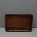 Bamber Wood Serving Tray Wooden Decorative Coffee Tea Platter Whole-piece Black Walnut 13.4 x 9 Inches