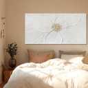 Elegant Floral Abstract Wall Art, Hand Painted Textured Canvas in Soft Ivory and Warm Neutral Tones with Subtle Gold Detail, Modern Wall Decor for Living Room or Bedroom, Ready to Hang, 2448 Inch