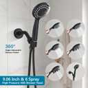 Single-Handle Shower Faucet Set Shower Kit with Valve Shower Head and Handle Set Shower Trim Kit with 6 Modes ABS Handheld Shower and Trim Kit Matte Black