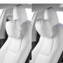 TPARTS Leather Headrest Neck Pillow for All Tesla Model Y/X/3/S(Includes Model Y Juniper 2026 2025 & Model 3 Highland 2024-2026) Accessories, Car Neck Pillow for Traveling (1pc White)