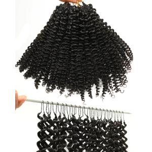 BEEOS Kinky Curly Human Crochet Hair 160g, Pre-Separated Knotless Invisible Crochet Human Hair Extensions for Women 20, Inch Natural Black