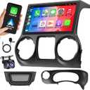(4GB+64GB) Android Car Radio Stereo for Jeep JK Wrangler 2015 2016 2017 – 10.2 Inch Touchscreen Support Wireless Carplay/Android Auto/WiFi/GPS/Bluetooth5.2/Back-up Camera/FM/SWC