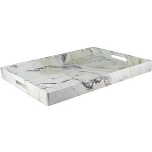 American Atelier Polypropylene Serving Tray  Large Rustic Decorative Platter w/Carry Handles in Gorgeous Polypropylene for Food, Drinks, Ottoman, Centerpiece Idea for Birthday, Holiday